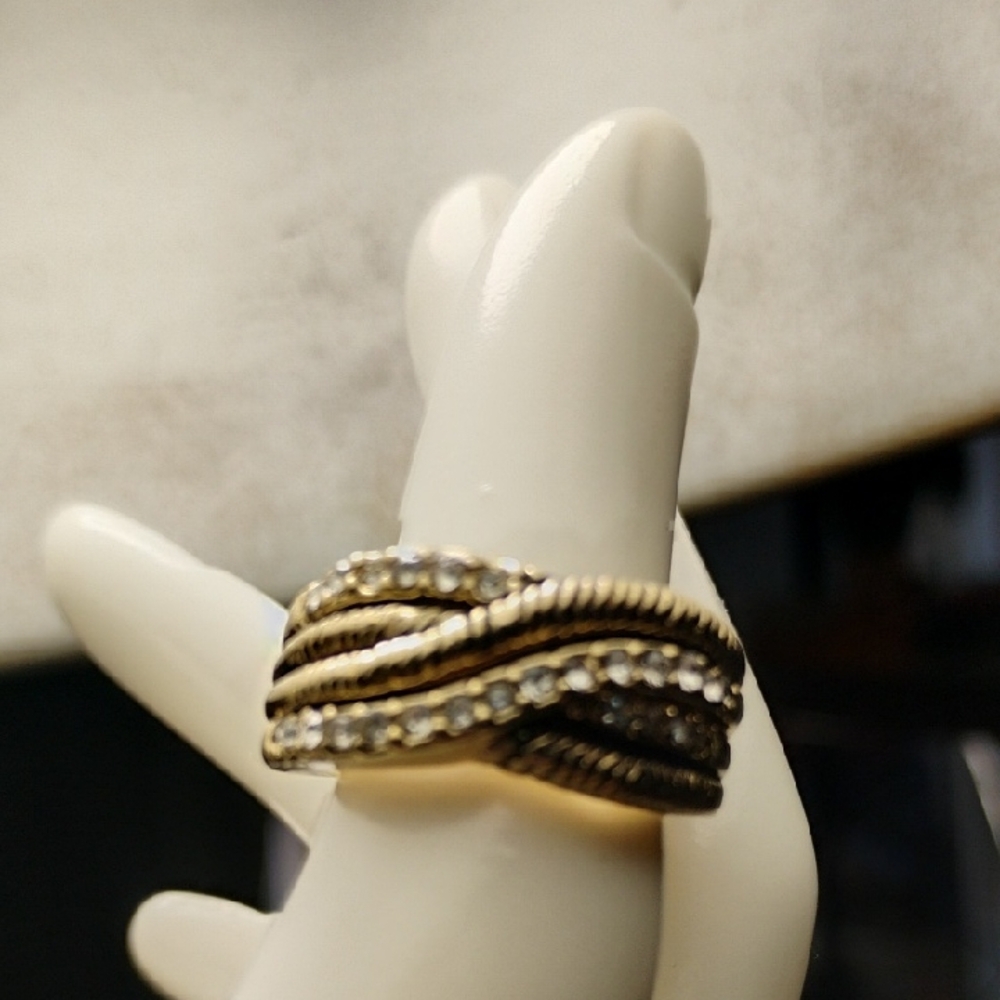 Elegant Gold and Silver Braided Women's Ring Size 6